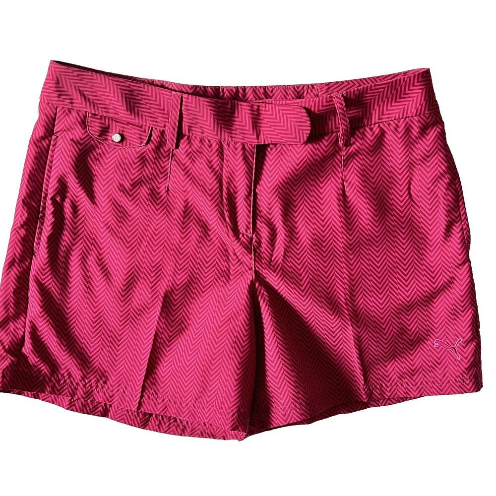 PUMA Women's Shorts 10 Sport Lifestyle Performance Herringbone Pink